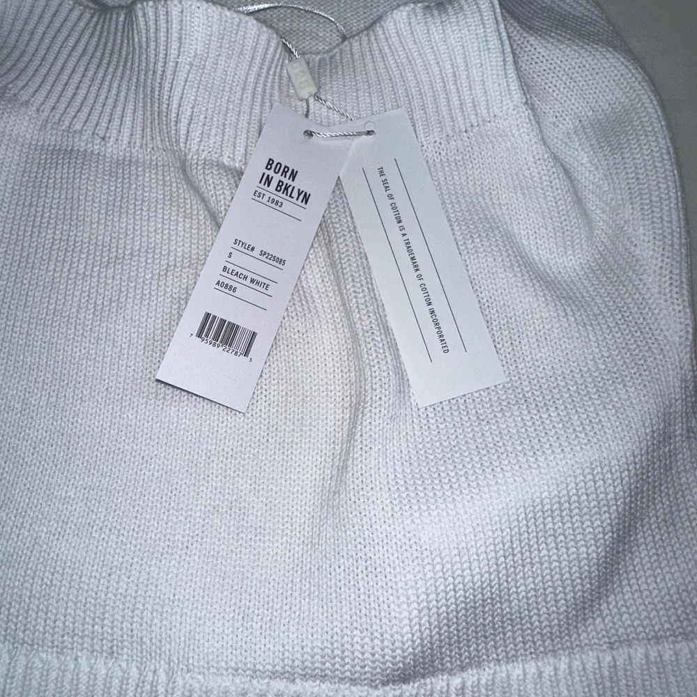 525 America Women's Knit Halter Top White Sleeveless Tie Back Small NWT A0886 - Picture 4 of 9